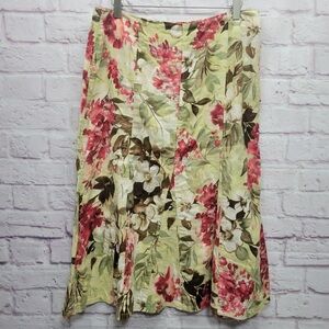 Floral Midi Skirt in Yellow and Pink